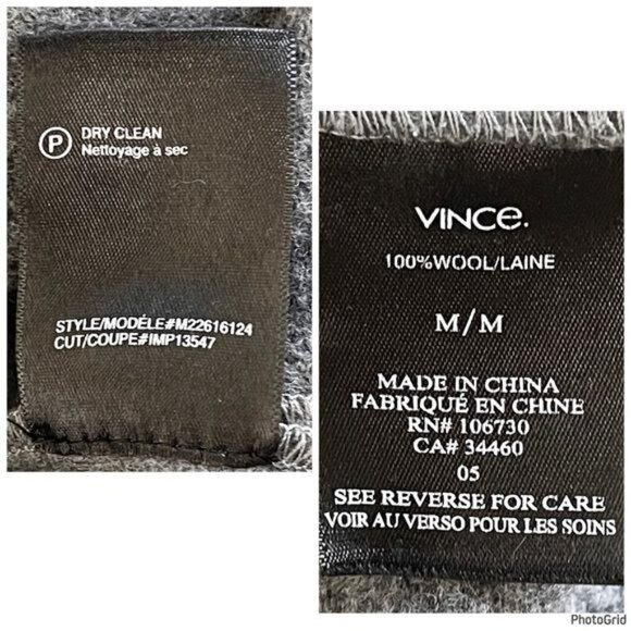 Vince gray 100% wool 3 coat blazer with pockets size Medium - Picture 5 of 7